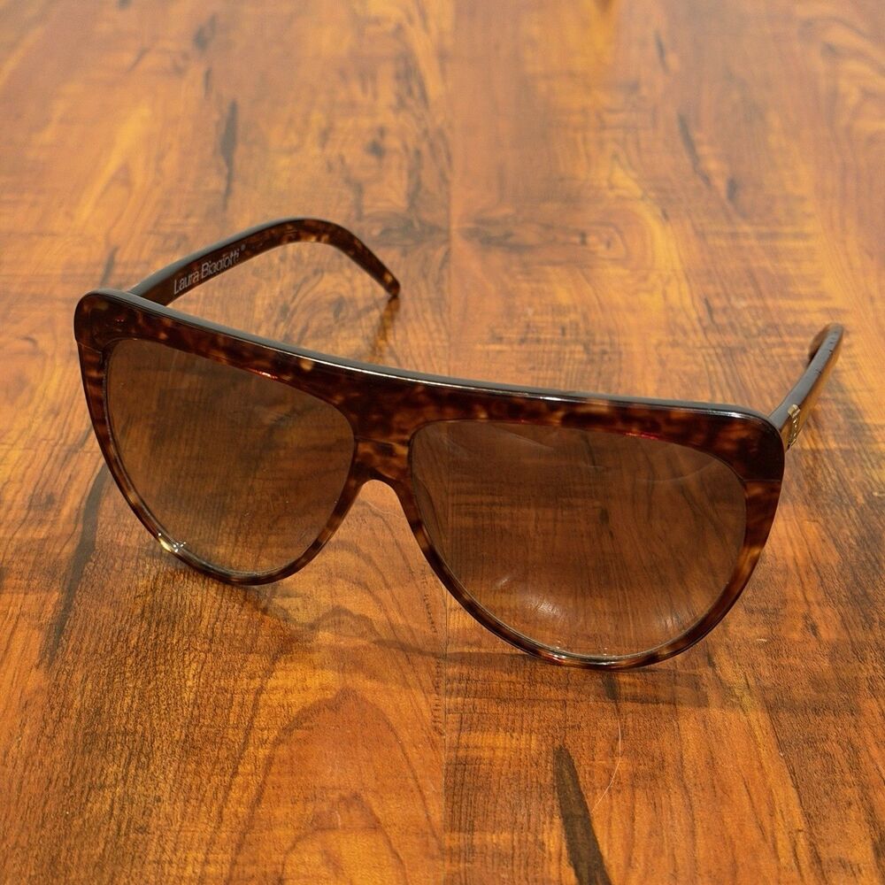 Vintage Laura Biagiotti T-118 Oxsol Italy Oversized Brown Tortoise Sunglasses